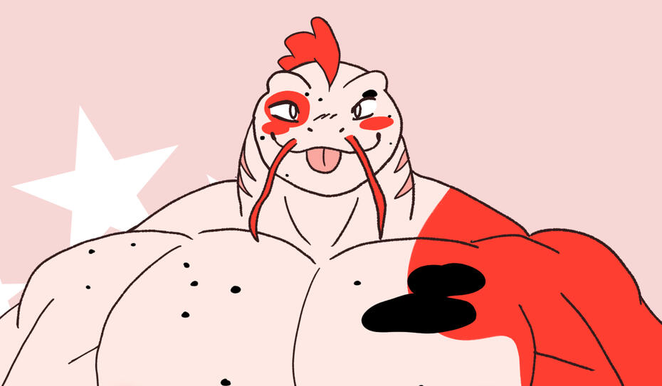 An example of what a sketch, flat color, and render will like
